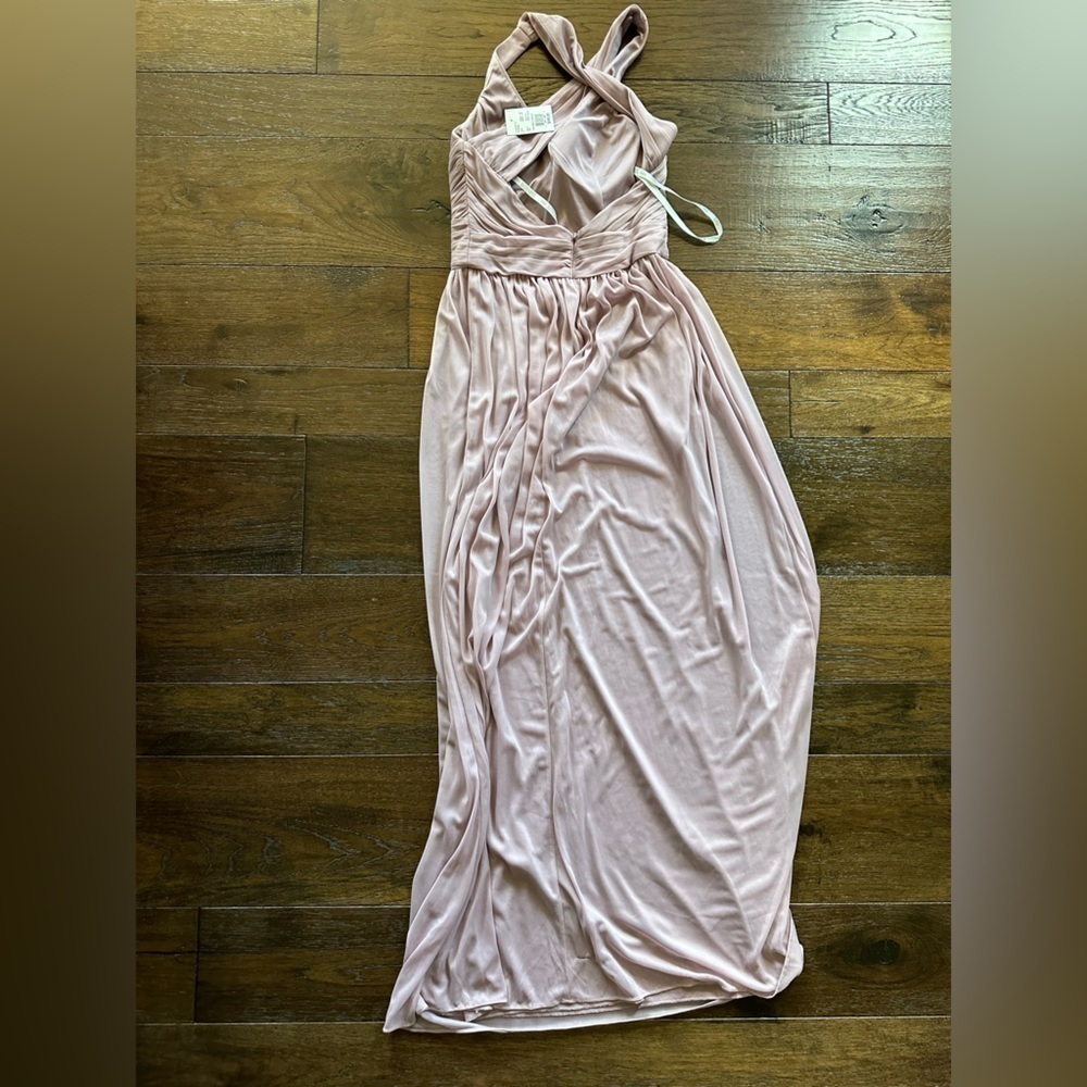 David's Bridal Mauve Ruched Halter Dress- size 6 - Picture 4 of 5